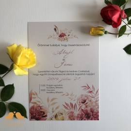 Virágmintás esküvői meghívó 102